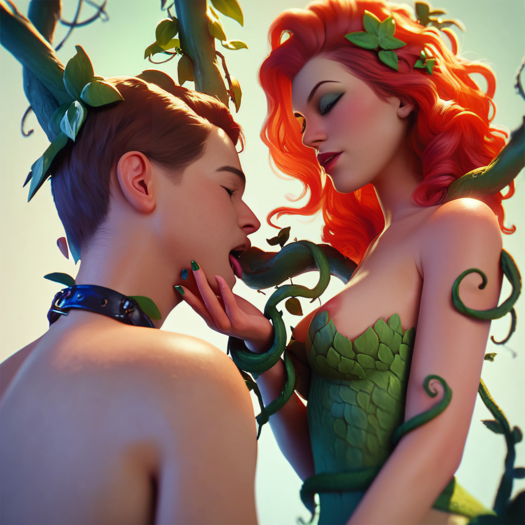 Poison Ivy enticing her prisoner